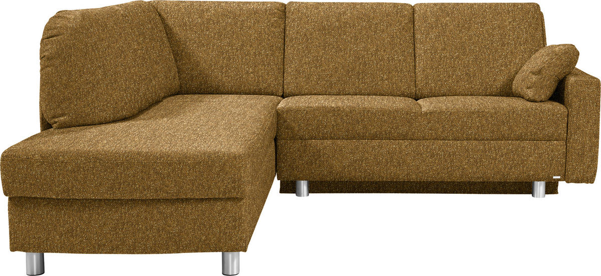 ECKSOFA  in Mikrovelours Senfgelb  208/227 cm  - Senfgelb/Alufarben, KONVENTIONELL, Textil/Metall (208/227cm) - Sedda