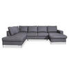 WOHNLANDSCHAFT in Lederlook Grau  - Silberfarben/Schwarz, Design, Leder/Metall (197/303/148cm) - MID.YOU