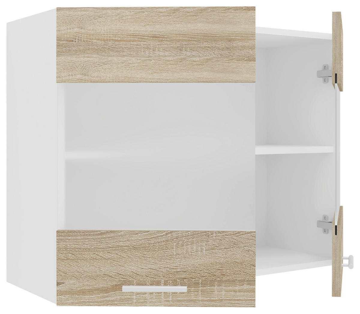 KÜCHENOBERSCHRANK 80/60/31 cm  in Weiß, Sonoma Eiche  - Alufarben/Weiß, KONVENTIONELL, Glas/Holzwerkstoff (80/60/31cm) - MID.YOU