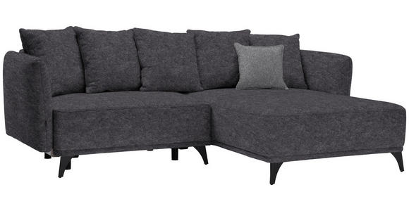 ECKSOFA in Chenille Dunkelgrau  - Dunkelgrau/Schwarz, LIFESTYLE, Textil/Metall (255/172cm) - Carryhome