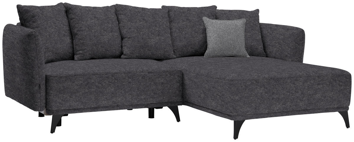ECKSOFA in Chenille Dunkelgrau  255/172 cm  - Dunkelgrau/Schwarz, LIFESTYLE, Textil/Metall (255/172cm) - Carryhome