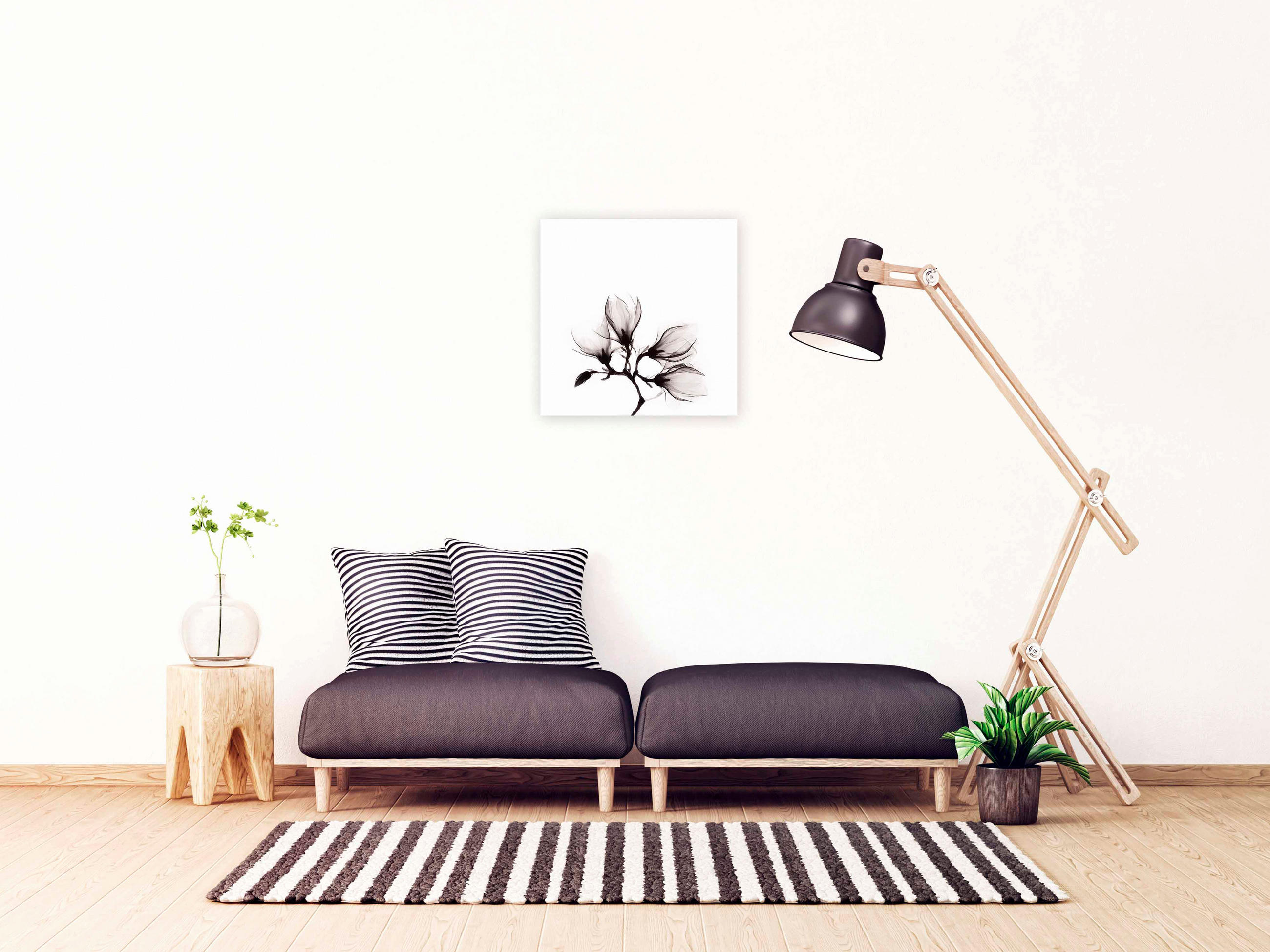 GLASBILD 74/74 cm  - Dunkelbraun/Weiß, Design, Glas (74/74cm)