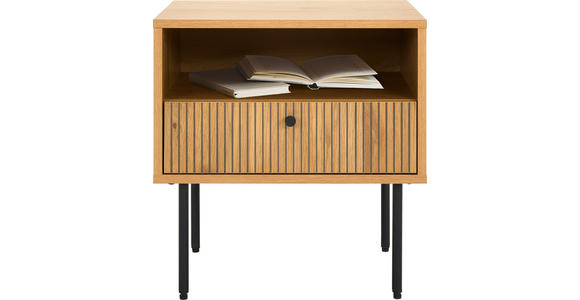 NACHTSCHRANK 50/50/40 cm  - Eichefarben/Schwarz, Design, Holzwerkstoff/Metall (50/50/40cm) - Carryhome