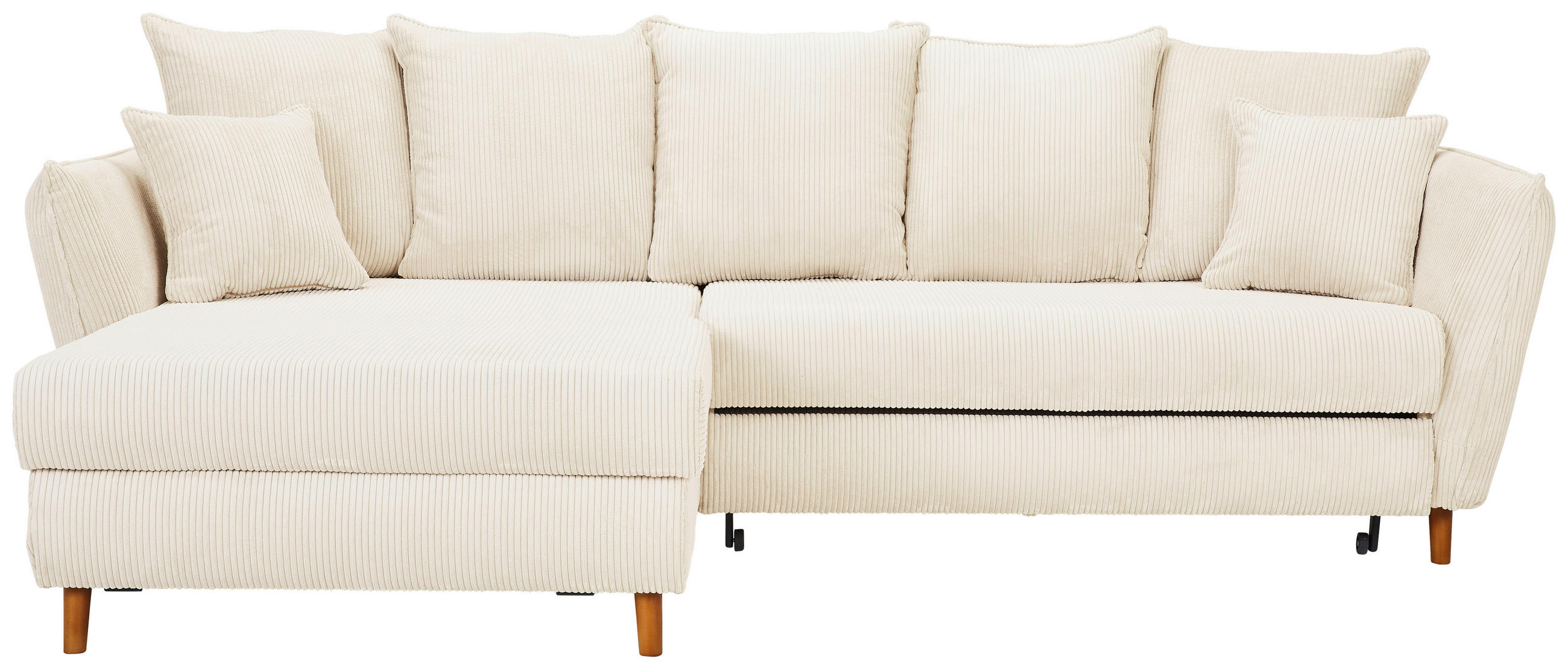 ECKSOFA Creme Cord  - Eichefarben/Creme, KONVENTIONELL, Holz/Textil (284/162cm) - Carryhome