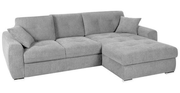 ECKSOFA in Mikrofaser Hellgrau  - Chromfarben/Hellgrau, MODERN, Kunststoff/Textil (276/193cm) - Hom`in