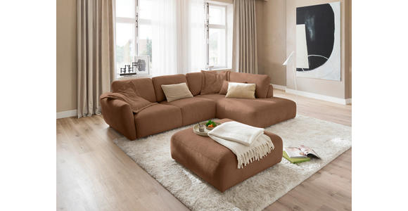 ECKSOFA  in Chenille Braun  307/224 cm  - Schwarz/Braun, KONVENTIONELL, Kunststoff/Textil (307/224cm) - Hom`in