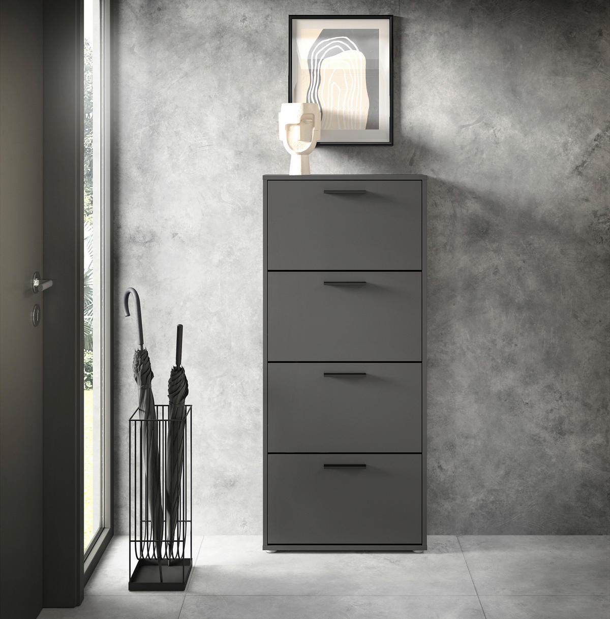 OMARA Z LOPUTAMI ZA ČEVLJE antracit - siva/črna, Design, umetna masa/leseni material (59/136cm) - Carryhome