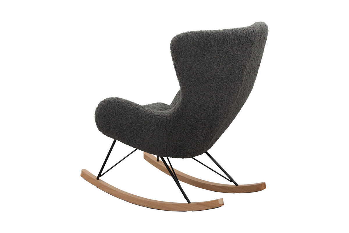 SCHAUKELSTUHL in Teddystoff Dunkelgrau  - Dunkelgrau/Eichefarben, MODERN, Holz/Textil (75/106/102cm) - Livetastic