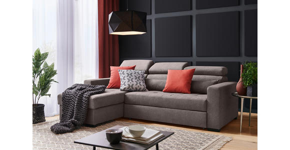 ECKSOFA Graubraun Webstoff  - Graubraun/Schwarz, Design, Kunststoff/Textil (179/240cm) - Carryhome