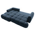 ECKSOFA Dunkelblau Struktur Rückenkissen, Bettkasten, Schlaffunktion, Rücken echt, Liegefläche im Originalstoff  - Schwarz/Dunkelblau, KONVENTIONELL, Kunststoff/Textil (172/272cm) - Carryhome