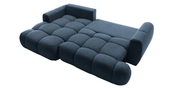 ECKSOFA Dunkelblau Struktur Rückenkissen, Bettkasten, Schlaffunktion, Rücken echt, Liegefläche im Originalstoff  - Schwarz/Dunkelblau, KONVENTIONELL, Kunststoff/Textil (172/272cm) - Carryhome