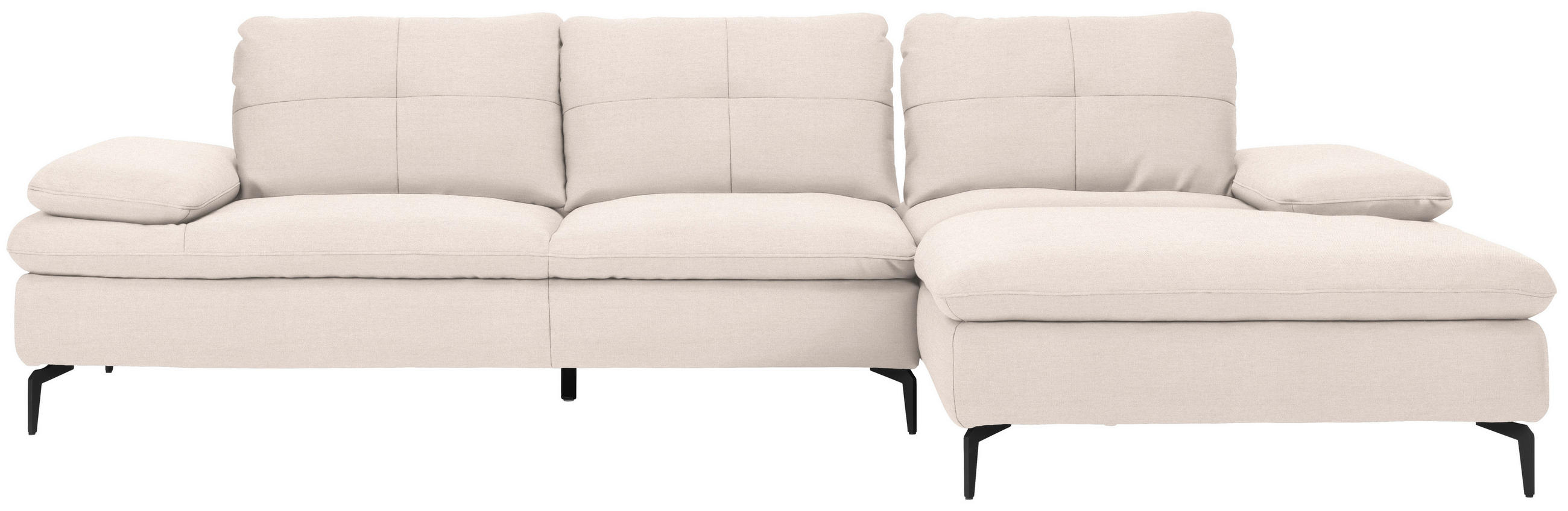 ECKSOFA  in Webstoff Creme  301/179 cm  - Creme/Schwarz, Design, Textil/Metall (301/179cm) - Chilliano