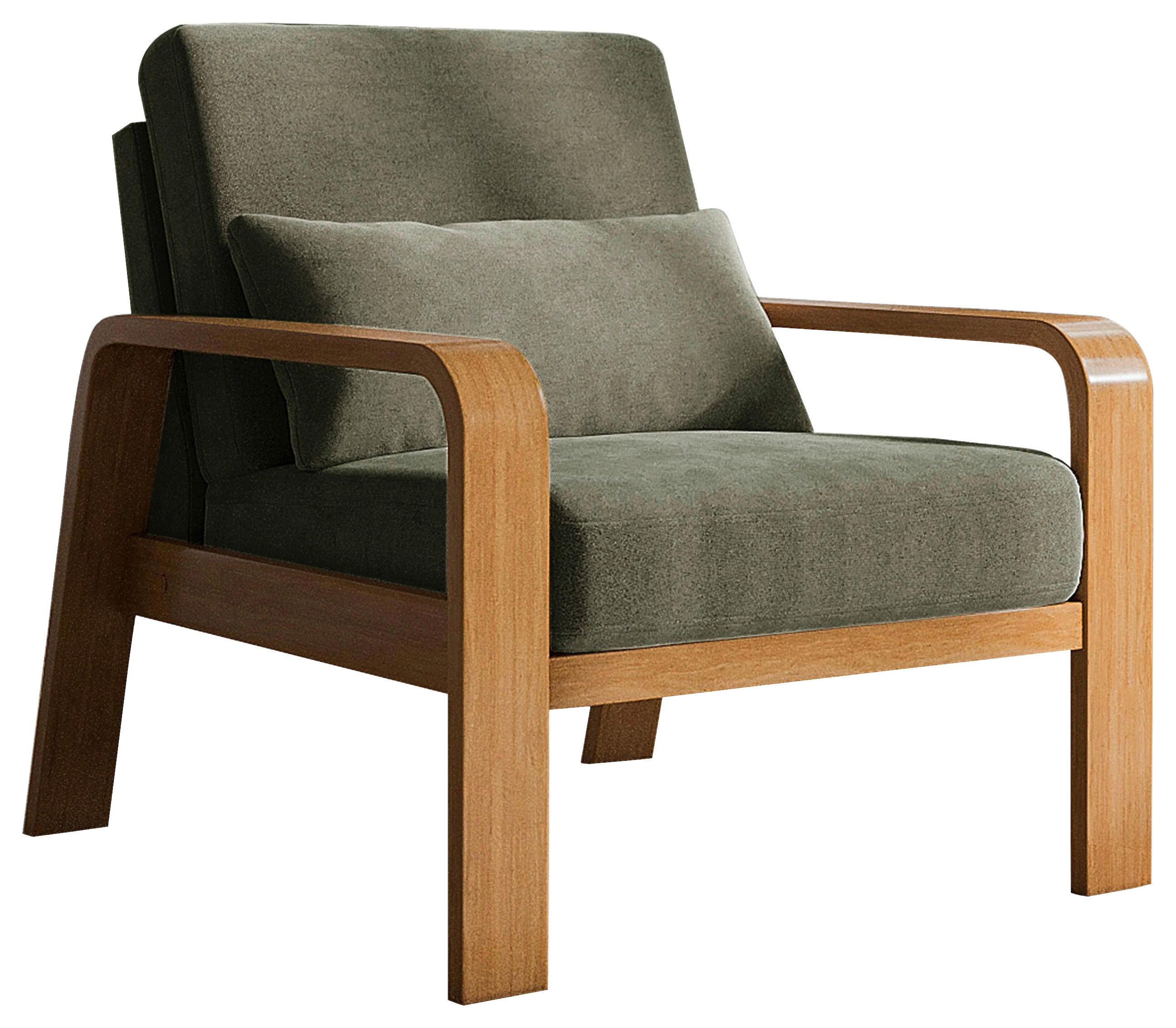 FERNSEHSESSEL Mikrofaser Olivgrün  - Eichefarben/Olivgrün, Konventionell, Holz/Textil (79/91/93cm) - Livetastic