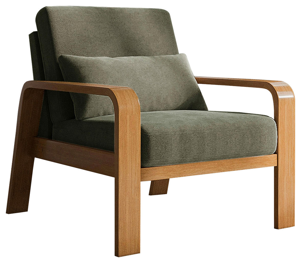 TELEVIZNÍ KŘESLO, textil, olivově zelená - barvy dubu/olivově zelená, Konvenční, dřevo/textil (79/91/93cm) - Sit & More