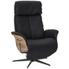 RELAXSESSEL Echtleder Relaxfunktion, Kopfteilverstellung    - Anthrazit/Nussbaumfarben, Design, Leder/Holz (78/104-113/84cm) - Welnova