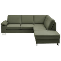 ECKSOFA  in Echtleder Olivgrün  248/235 cm  - Alufarben/Olivgrün, Design, Leder/Metall (248/235cm) - Beldomo Premium