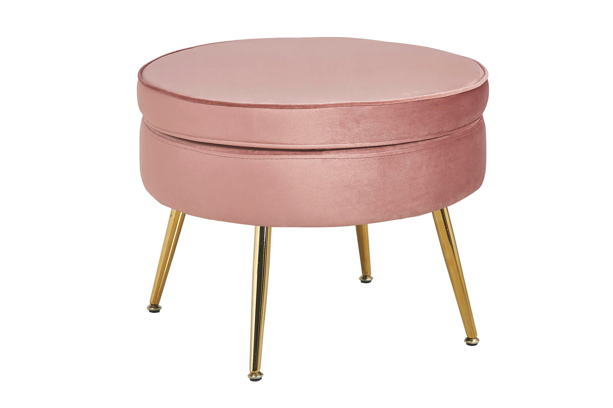 HOCKER in Textil Rosa - Goldfarben/Rosa, MODERN, Textil/Metall (52/41/52cm) - Livetastic