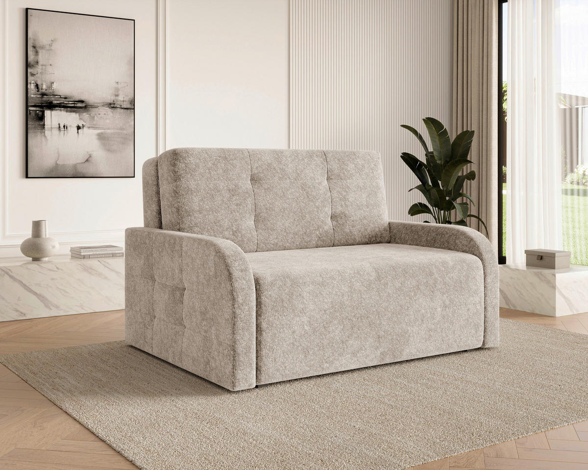 SCHLAFSOFA Chenille Creme  inkl. Bettkasten, Schlaffunktion, Rücken echt, Liegefläche im Originalstoff  - Creme/Schwarz, MODERN, Kunststoff/Textil (190/90/100cm) - Milino