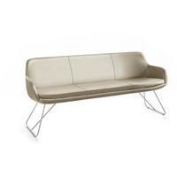 SITZBANK 180/87/65 cm Echtleder Sandfarben Metall  - Sandfarben/Edelstahlfarben, Design, Leder/Metall (180/87/65cm) - Musterring