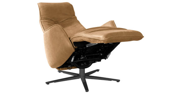 RELAXSESSEL in Leder Honig, Currygelb - Currygelb/Anthrazit, Design, Leder/Metall (71/114/84cm) - Johann Jakob