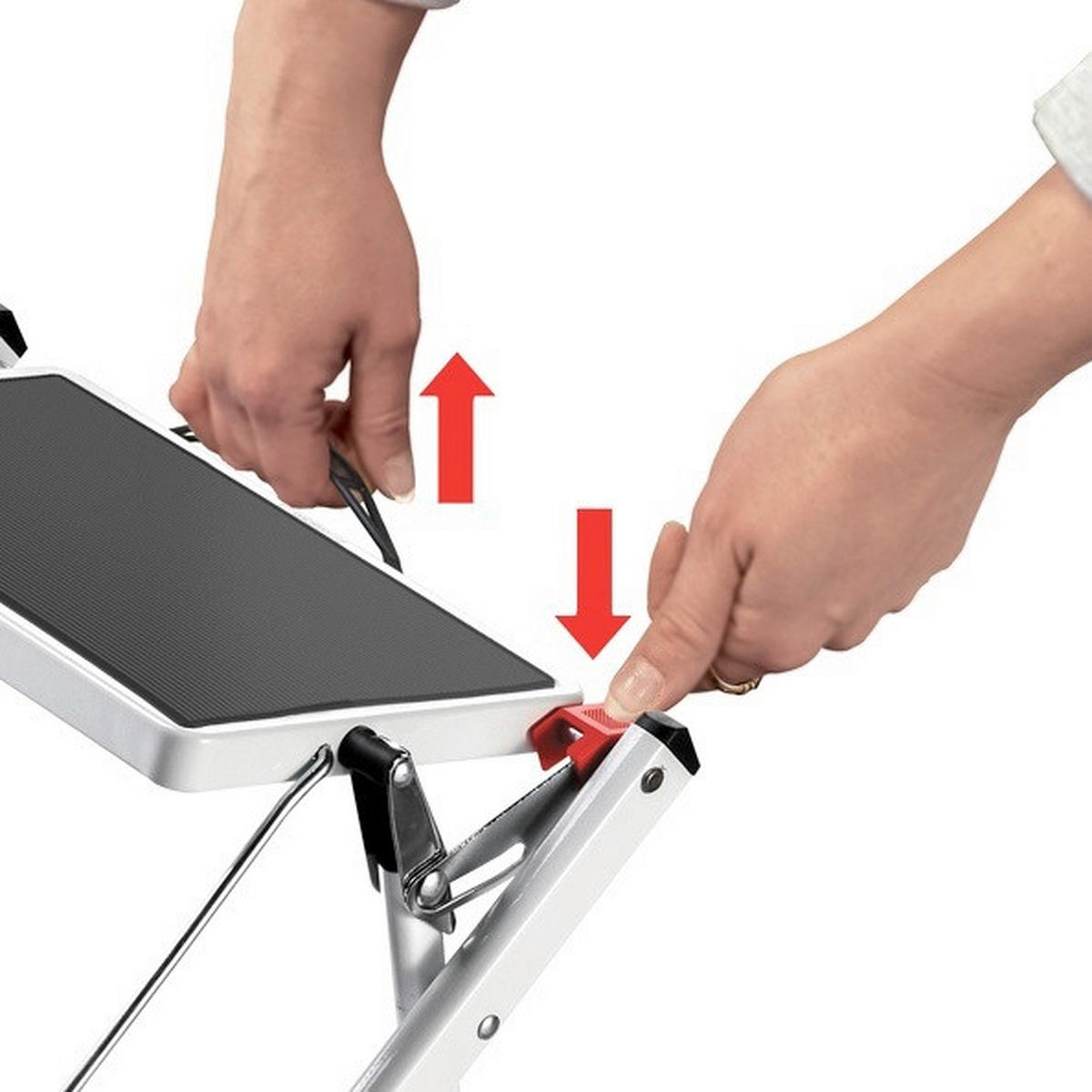 KLAPPTRITTLEITER - Schwarz/Weiß, Basics, Kunststoff/Metall (49,5/48,5/44,5cm) - Spirella