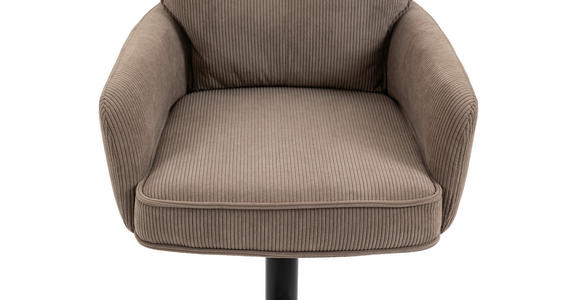 BARHOCKER Cord Braun, Schwarz Eisen Stoffauswahl, Sitzfläche 360° drehbar, inklusive Armlehnen  - Schwarz/Braun, Design, Textil/Metall (54/98-120/58cm) - Novel