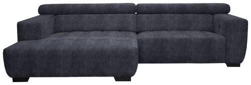 ECKSOFA in Webstoff Dunkelgrau  - Dunkelgrau/Schwarz, Konventionell, Textil/Metall (182/279cm) - Hom`in