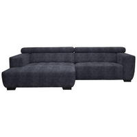 ECKSOFA in Webstoff Dunkelgrau  - Dunkelgrau/Schwarz, Konventionell, Textil/Metall (182/279cm) - Hom`in