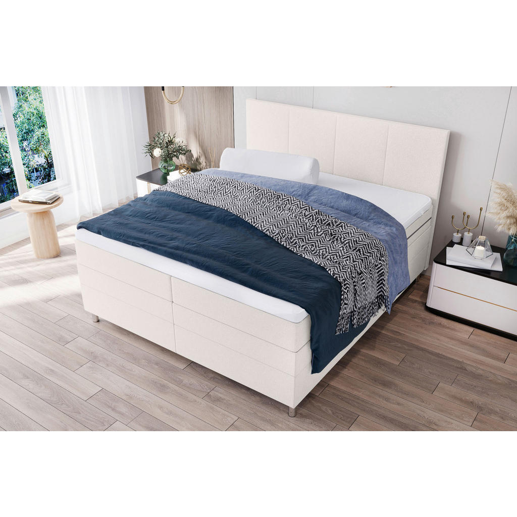 Thumbnail - Boxxx Boxspringbett, Creme, Textil, H3, Höhe ca. 16 cm, 180x200 cm, Topper durchgehend, in verschiedenen Größen erhältli...