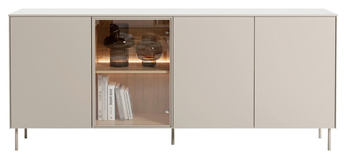 SIDEBOARD 195/83/41 cm Eichefarben, Kaschmir  195/83/41 cm  - Kaschmir/Eichefarben, MODERN, Glas/Holzwerkstoff (195/83/41cm) - Carryhome