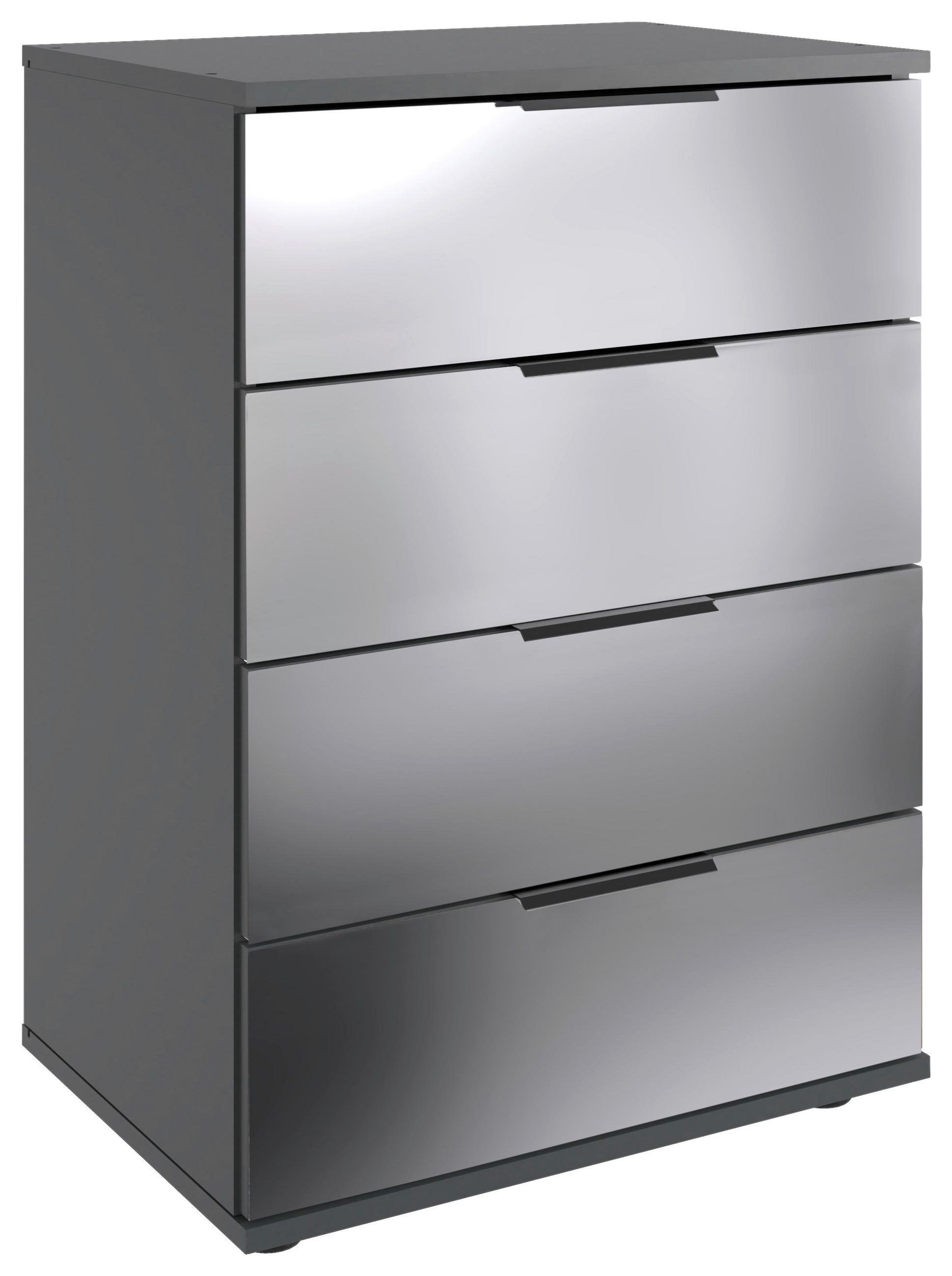 NACHTSCHRANK 52/74/38 cm, Graphitfarben, Klar,  - Klar/Schwarz, MODERN, Glas/Holzwerkstoff (52/74/38cm) - P & B