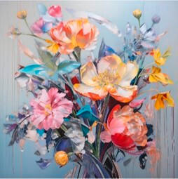 XXXL OBRAZ NA KOVU, květiny, 30/30/2 cm