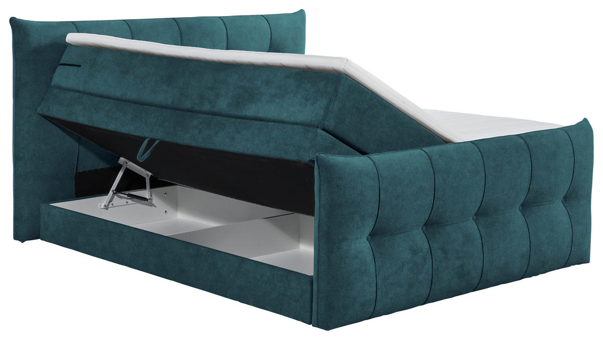BOXSPRINGBETT 180/200 cm  in Dunkelblau  - Schwarz/Dunkelblau, KONVENTIONELL, Kunststoff/Textil (180/200cm) - Esposa