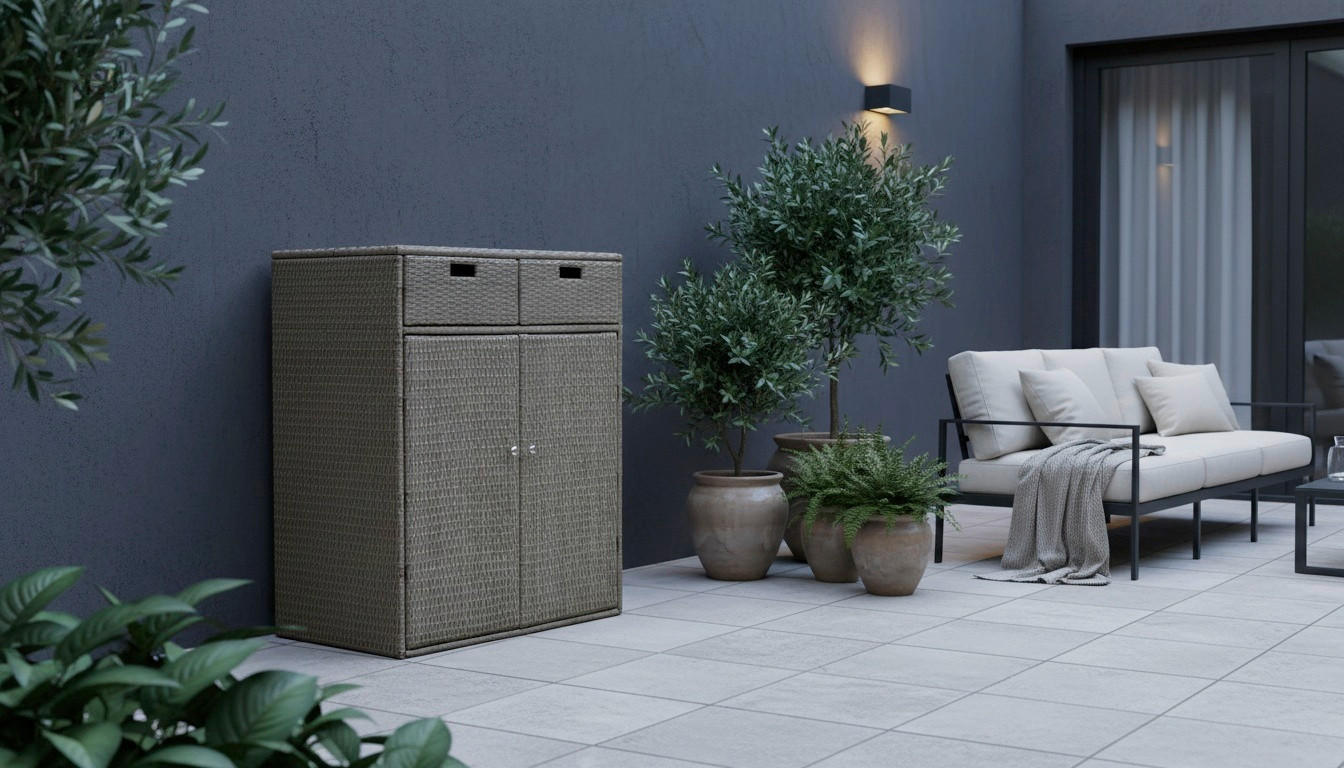 GARTENKOMMODE Metall, Kunststoff  - Silberfarben/Braun, MODERN, Kunststoff/Metall (90/113/55cm) - Ambia Garden