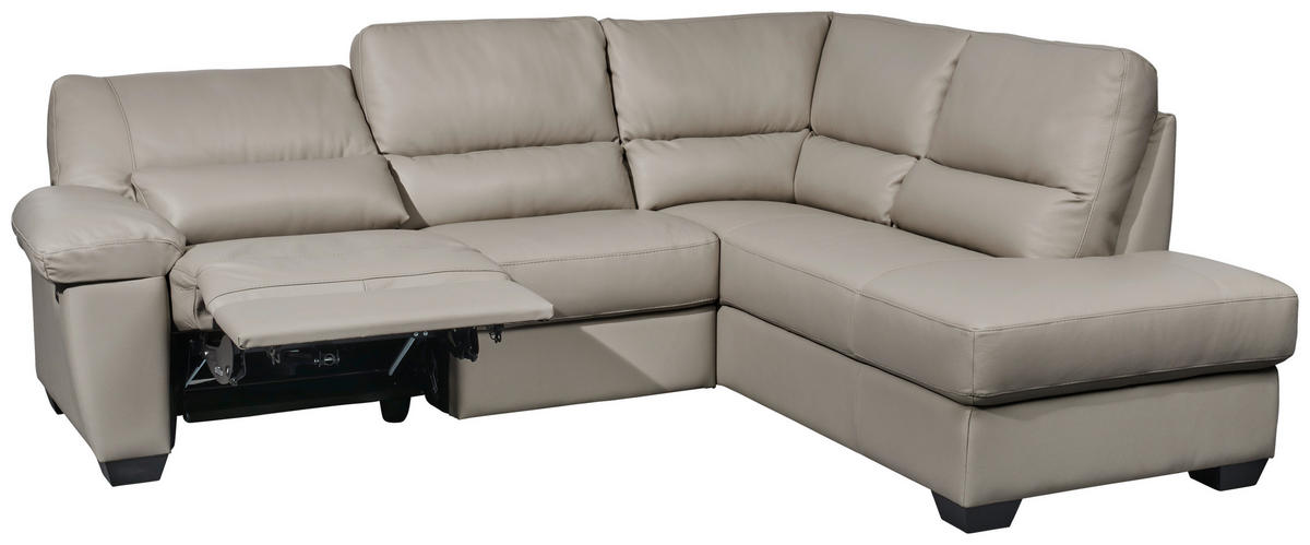 ECKSOFA Grau Kombination Echtleder/Lederlook  - Grau, KONVENTIONELL, Leder/Kunststoff (248/201cm) - Livetastic