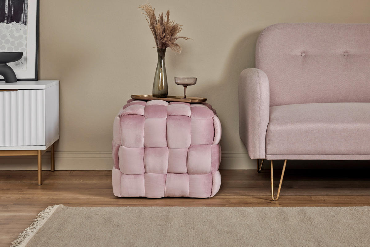 SITZWÜRFEL Samt  - Rosa, MODERN, Textil (50/43/50cm)