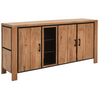 SIDEBOARD  in 175/80/40 cm  - Schwarz/Akaziefarben, Natur, Glas/Holz (175/80/40cm) - Livetastic