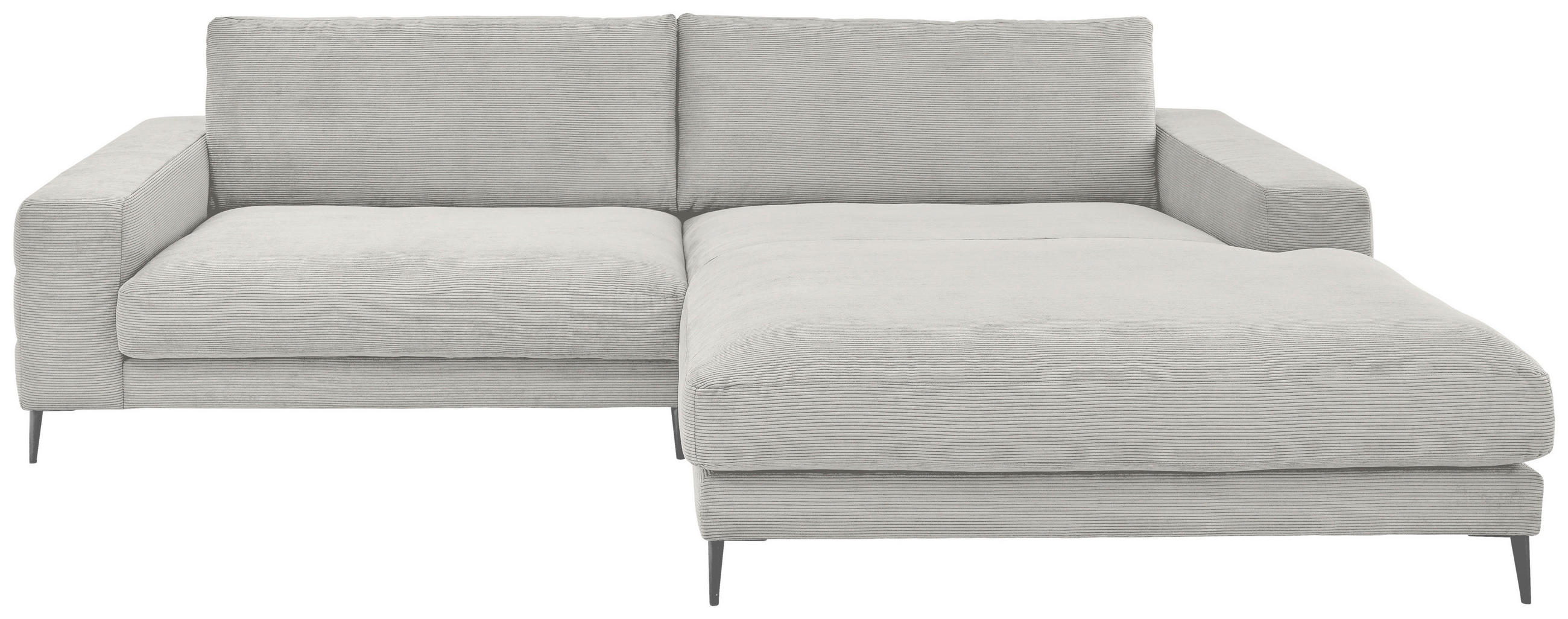 ECKSOFA Badia Base in Feincord Weiß  293/207 cm  - Schwarz/Weiß, Design, Textil/Metall (293/207cm) - Dieter Knoll