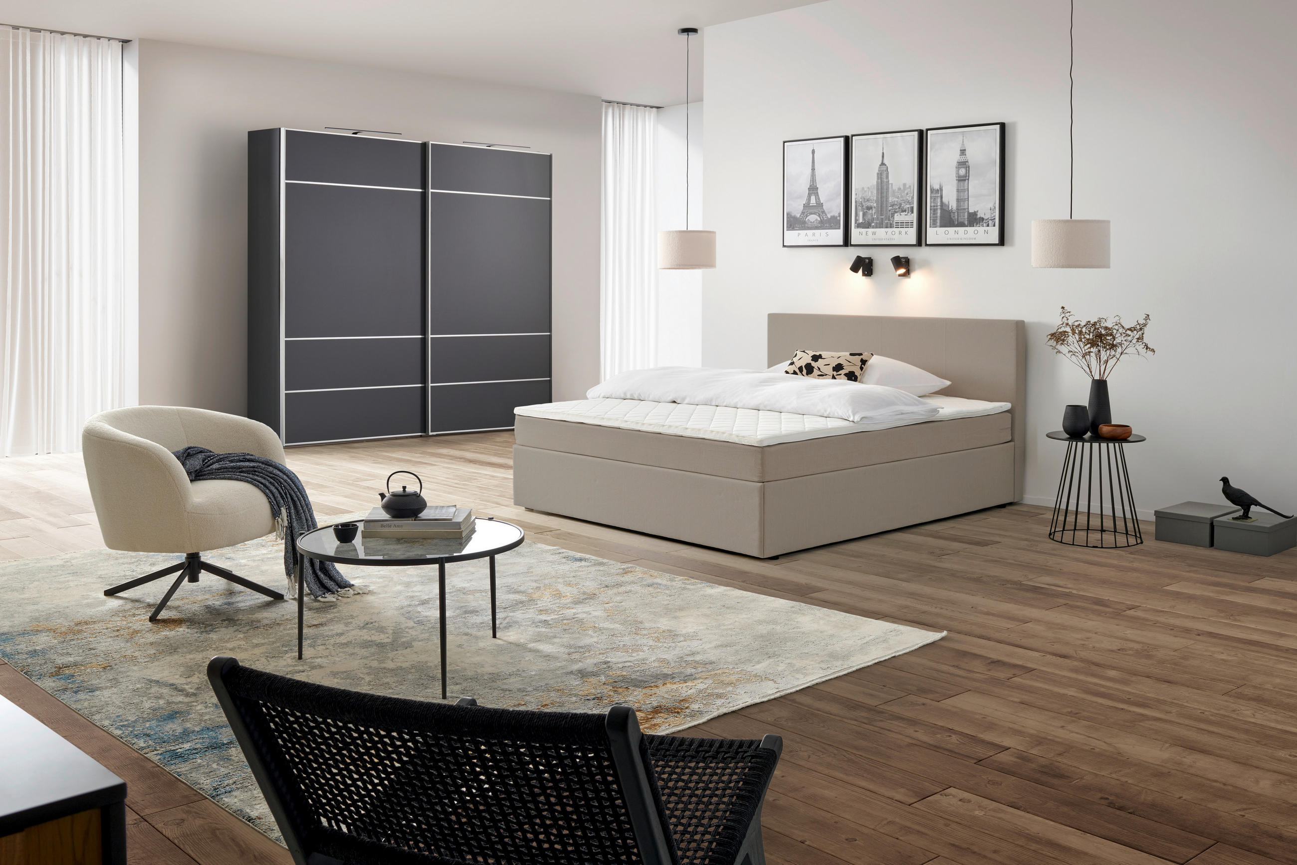 PAT TIP BOXSPRING FĂRĂ ARCURI 160/200 cm nisipiu