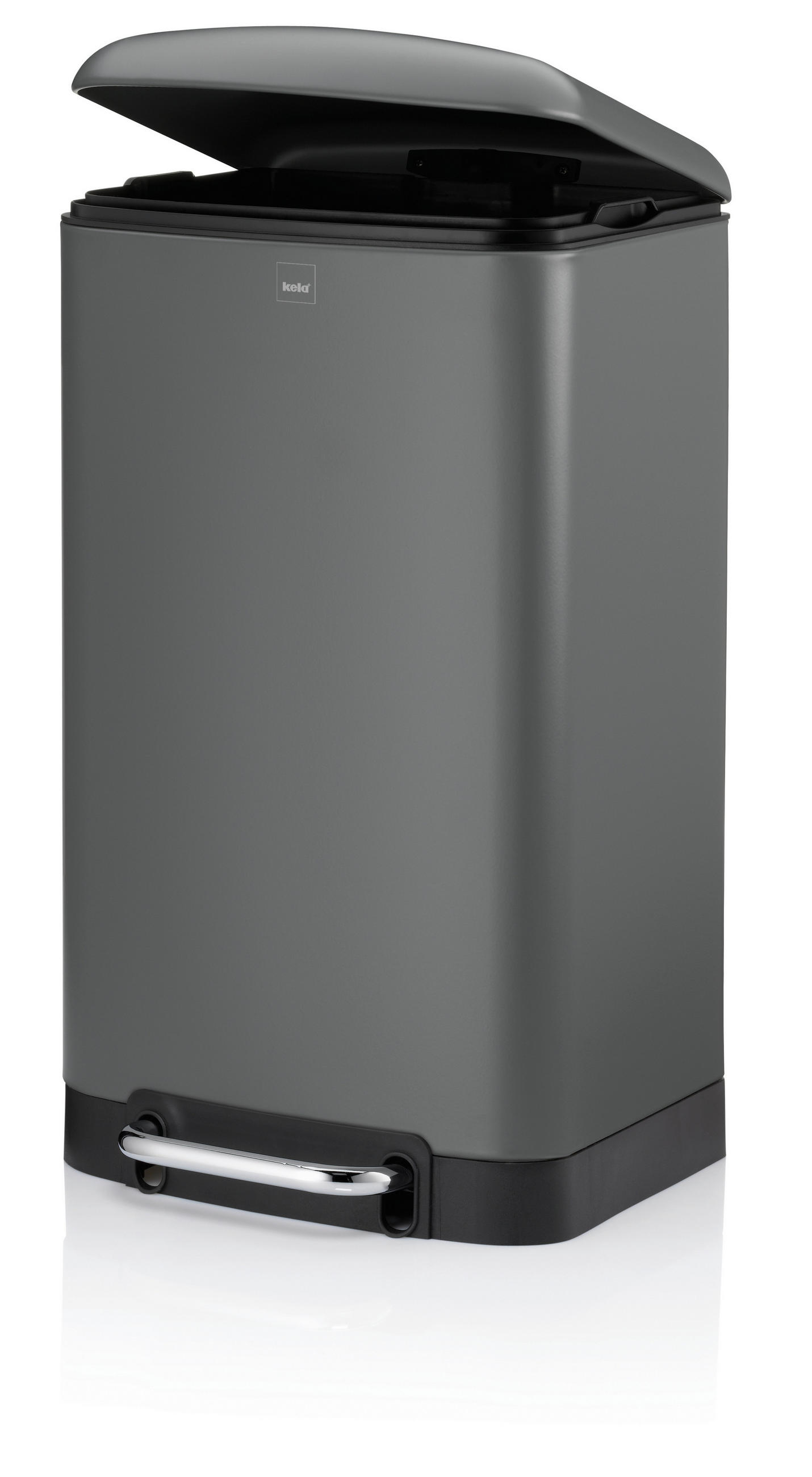 TRETEIMER 30 l  Metall  - Schwarz/Grau, Basics, Kunststoff/Metall (34/30,5/61cm) - Kela