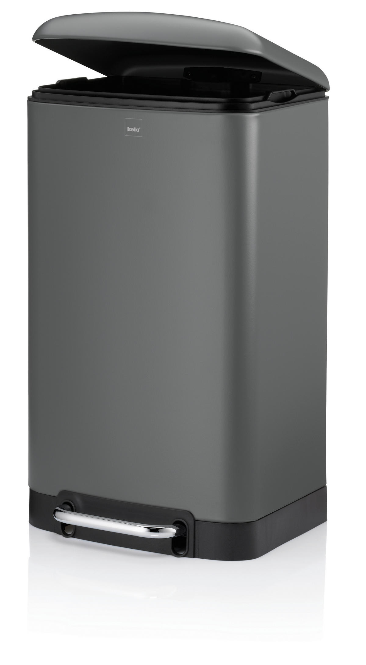 TRETEIMER 30 l  Metall  - Schwarz/Grau, Basics, Kunststoff/Metall (34/30,5/61cm) - Kela