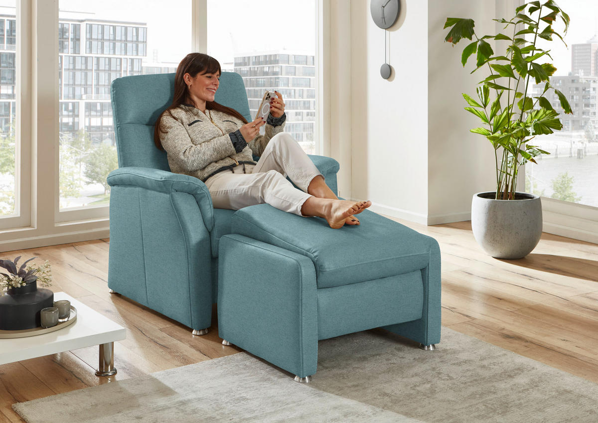 SESSEL Flachgewebe Hellblau  - Alufarben/Hellblau, Konventionell, Textil/Metall (90/100/89cm) - Beldomo Comfort
