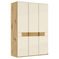 DREHTÜRENSCHRANK 150/216/58 cm,  in Champagner, Eiche Bianco, 3 Tür(en)  - Schieferfarben/Eiche Bianco, Design, Glas/Holz (150/216/58cm) - Musterring