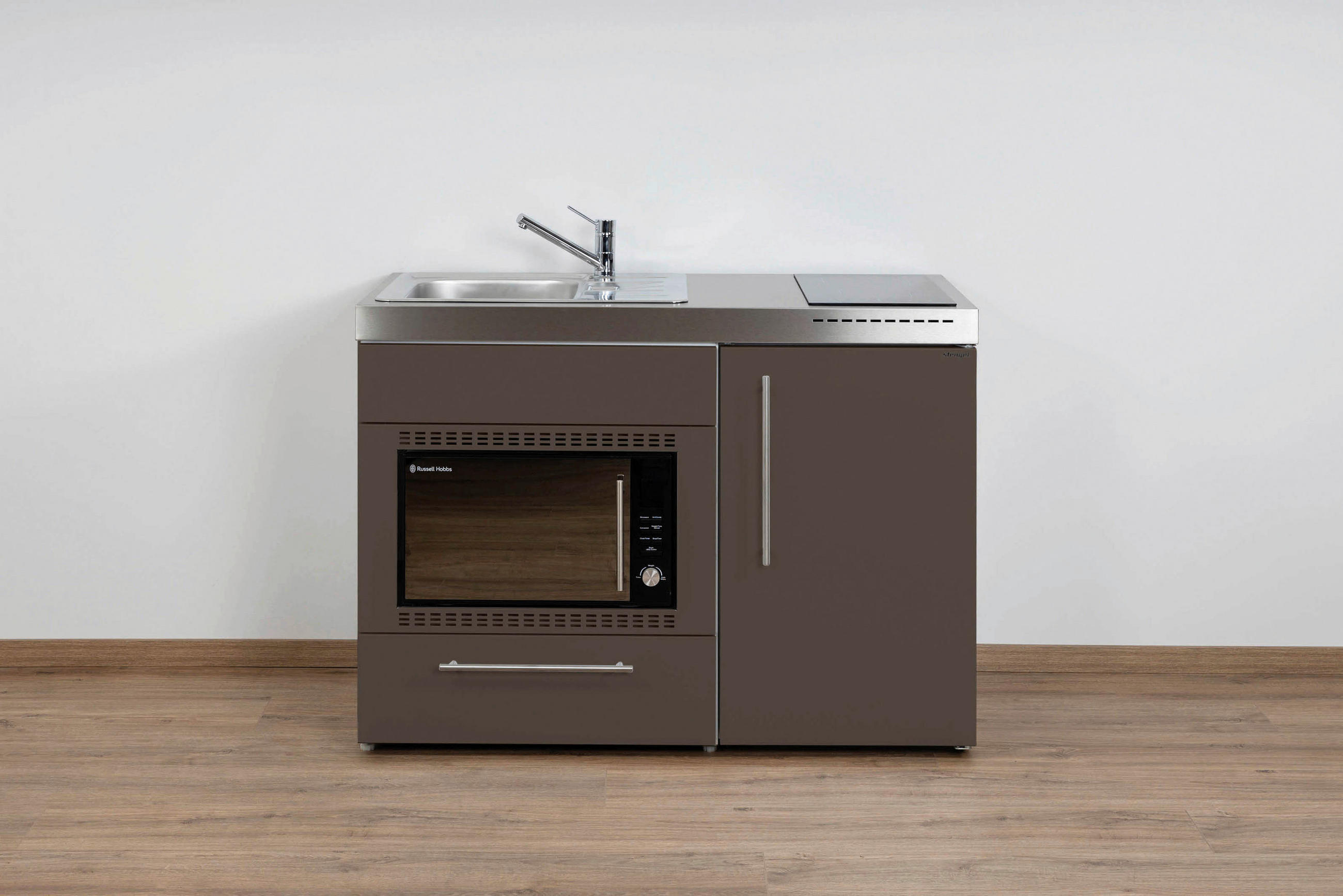 MINIKÜCHE  120/89/60 cm  in Mokka  - Edelstahlfarben/Mokka, Basics, Metall (120/89/60cm)