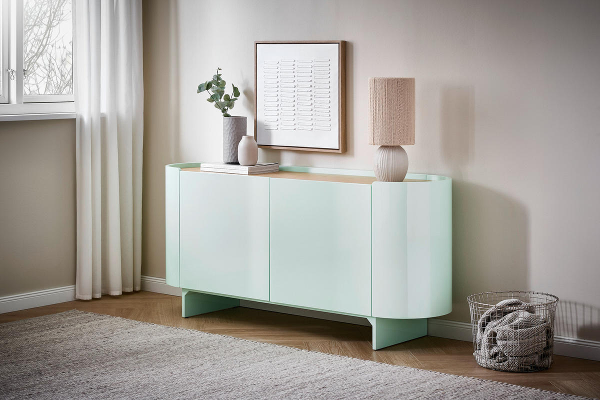 SIDEBOARD  in 160/75/45 cm  - Eichefarben/Grün, Design, Holz/Holzwerkstoff (160/75/45cm) - Novel