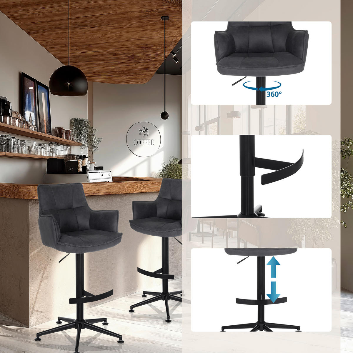 BARPALL i antracit  - svart/antracit, Modern, metall/textil (55/93/56cm) - MID.YOU