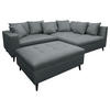 Ecksofa inkl. Hocker Dunkelgrau Mikrofaser  - Dunkelgrau/Schwarz, Design, Holz/Textil (247/174cm) - MID.YOU
