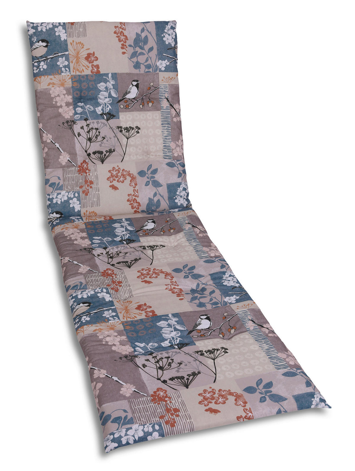 LIEGENAUFLAGE Blätter  - Taupe/Blau, Basics, Textil (58/5/188cm)