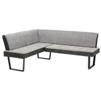 ECKBANK Mikrofaser, Leinenoptik Schwarz, Hellgrau   - Hellgrau/Schwarz, KONVENTIONELL, Textil/Metall (200-160/86/70cm) - MID.YOU