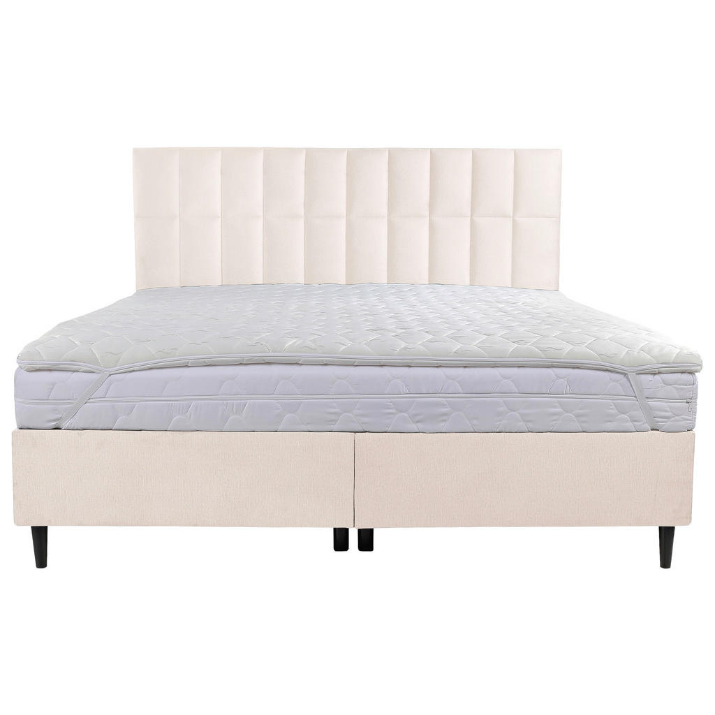 Thumbnail - Boxxx Boxbett, Creme, Textil, Buche, massiv, H2, Höhe ca. 18 cm, 180x200 cm, Topper durchgehend, Matratze durchgehend, S...